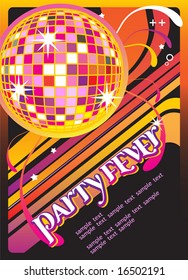 Seamless Party Banner with Disco Ball. Vector Template. For more illustrations VISIT MY GALLERY.