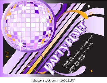 Seamless Party Banner with Disco Ball. Vector Template. For more illustrations VISIT MY GALLERY.