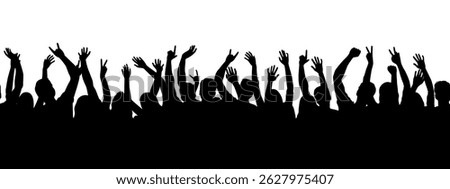 Seamless party vector silhouettes dancing to music. with raised hands