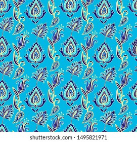 Seamless pashmine pattern, indian paisley style
