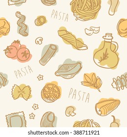 seamless pasta pattern with ingredients