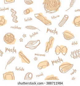 seamless pasta types on white