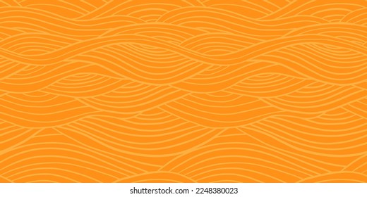 Seamless Pasta vector pattern. Italian Spaghetti noodle hand painted background. Doodle cartoon abstract yellow food ornament. Ramen, macaroni, penne meal.