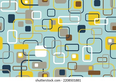 Patrón de los años 60 pastel impecable para tela, tarjetas de envoltura, volantes. Un adorno elegante. Textil de colores pastel modernos. Tendencias de moda. Cuadrados. Papeles geométricos. Fondo abstracto. La decoración interior