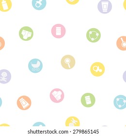 Seamless pastel baby pattern on the white background