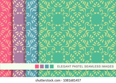 Seamless pastel background set Aboriginal Spiral Curve Cross Frame Vine, collection of stylish vintage retro pattern ideal for greeting card banner or wallpaper design.