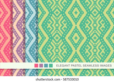 Seamless pastel background set aboriginal diamond cross check