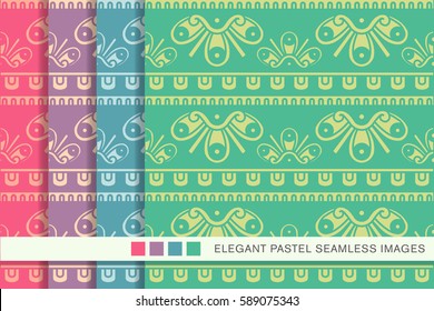 Seamless pastel background set aboriginal curve spiral geometry