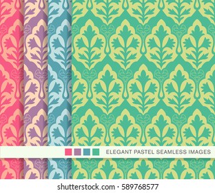 Seamless pastel background set aboriginal garden leaf abstract
