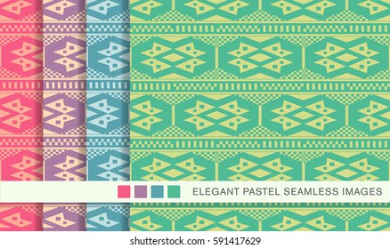 Seamless pastel background set aboriginal check square geometry