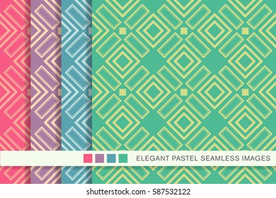 Seamless pastel background set check square cross geometry