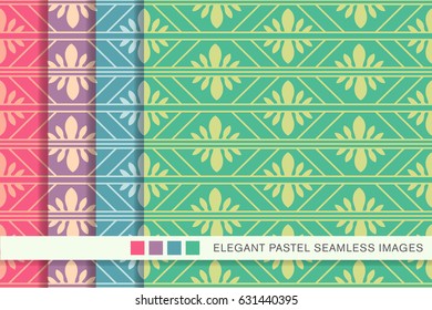 Seamless pastel background set check geometry frame flower