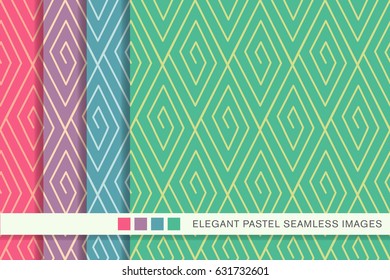 Seamless pastel background set check geometry spiral vortex line