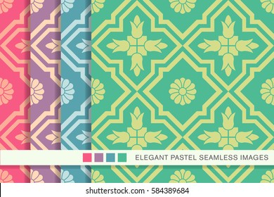 seamless pastel background set cross flower kaleidoscope