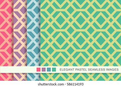 Seamless pastel background set cross square check frame