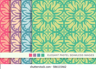 Seamless pastel background set cross round flower
