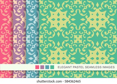 seamless pastel background set curve spiral kaleidoscope