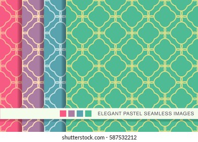 Seamless pastel background set curve cross line