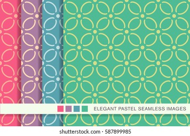Seamless pastel background set curve cross line flower