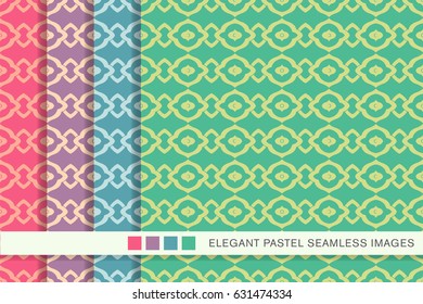 Seamless pastel background set curve round geometry cross frame