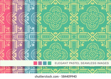 seamless pastel background set dot round cross flower