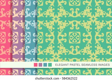 seamless pastel background set flower vine kaleidoscope