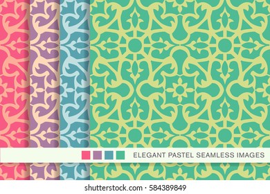 seamless pastel background set flower square kaleidoscope
