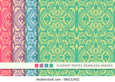Seamless pastel background set flower plant leaf vine