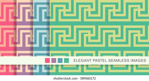 Seamless pastel background set geometry spiral cross line