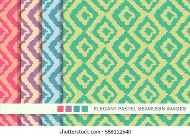 Seamless pastel background set hand drawn check geometry