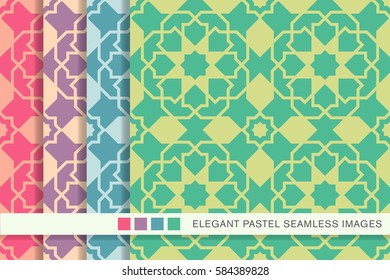 seamless pastel background set Islam star cross geometry