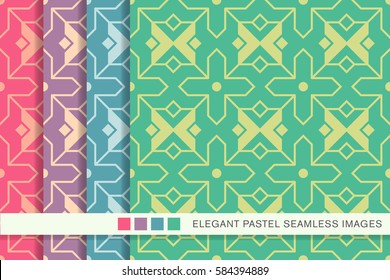 seamless pastel background set Islam cross star geometry
