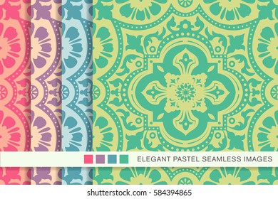 seamless pastel background set lace flower kaleidoscope
