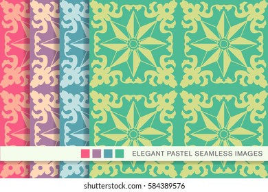 seamless pastel background set leaf spiral flower