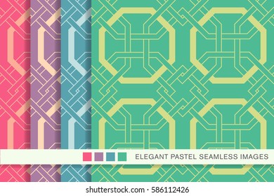 Seamless pastel background set octagon frame cross geometry