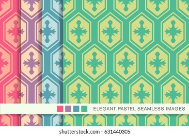 Seamless pastel background set oriental polygon geometry cross frame