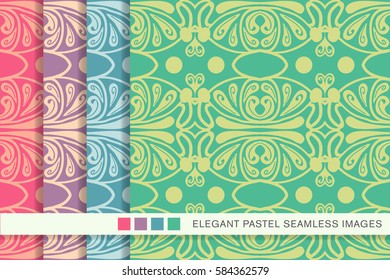 seamless pastel background set oval round curve geometry