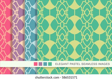 Seamless pastel background set oval round geometry
