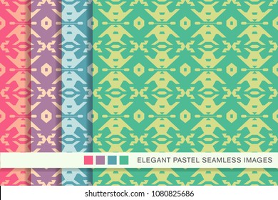Seamless pastel background set Polygon Geometry Cross, collection of stylish vintage retro pattern ideal for greeting card banner or wallpaper design.