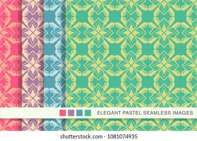 Seamless pastel background set Polygon Star Geometry Cross Dot Line, collection of stylish vintage retro pattern ideal for greeting card banner or wallpaper design.