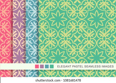 Seamless pastel background set Round Spiral Cross Frame Flower, collection of stylish vintage retro pattern ideal for greeting card banner or wallpaper design.