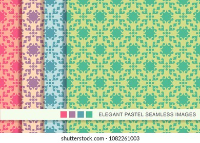 Seamless pastel background set Round Curve Spiral Cross Check Heart Frame, collection of stylish vintage retro pattern ideal for greeting card banner or wallpaper design.