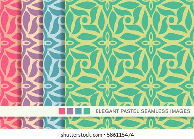 Seamless pastel background set round cross flower