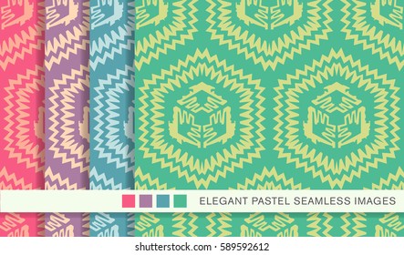 Seamless pastel background set sawtooth side polygon geometry