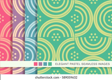 Seamless pastel background set semi round cross line