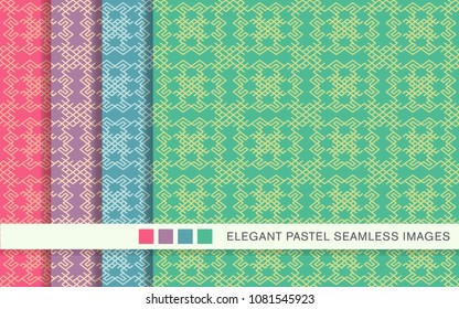 Seamless pastel background set Spiral Cross Frame Polygon Frame Line, collection of stylish vintage retro pattern ideal for greeting card banner or wallpaper design.