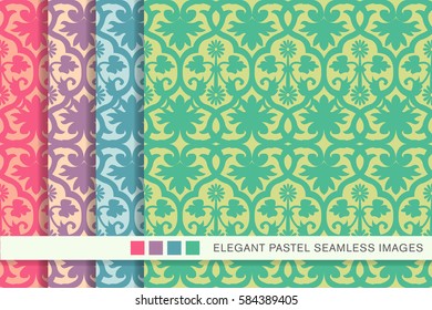 seamless pastel background set spiral curve flower