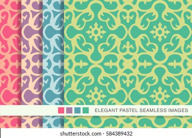 seamless pastel background set spiral kaleidoscope flower