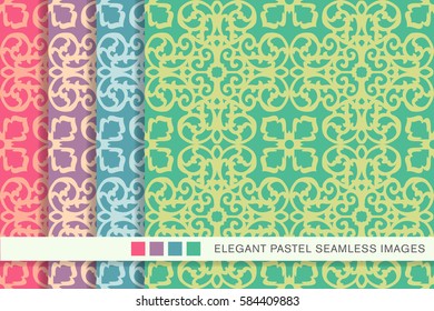 seamless pastel background set spiral curve kaleidoscope