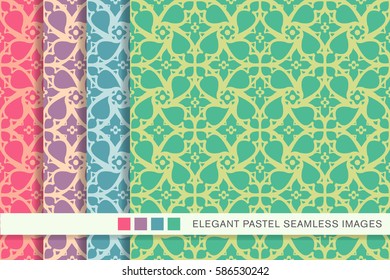Seamless pastel background set spiral cross flower lace